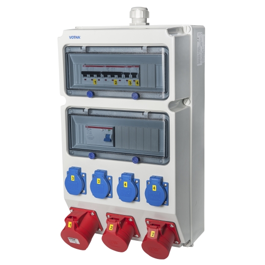 ELS Elektrotechnika Combiwandcontactdoos CEE 16 A/400 V met schakelaar 0-1, opbouwmontage, IP 44, stroomverdeler, bedraad, klaar voor aansluiting garage, werkplaats, fabriek