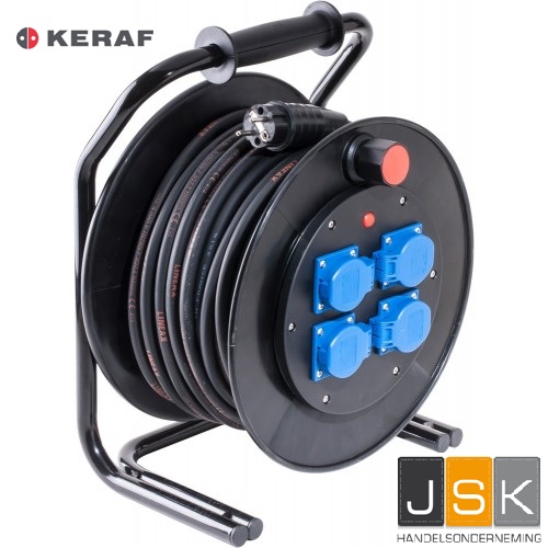 Elektra :: Kabelhaspels :: 230 volt professioneel :: 117052 KERAF K310 Neopreen Kabelhaspel | Professionele | Stroomhaspel | 25 meter 3G2.5 H07RN-F - JSK handelsonderneming