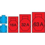 065.112.1111-2 1x CEE contactdoos 63 A 400 V -> 1 C63 A 3-polig  1x CEE contactdoos 32 A 400 V -> 1 C32 A 3-polig  2x CEE contactdoos 16 A 400 V -> 1 C16 A 3-polig  2x Schuko wandcontactdozen 230 V -> 1 C16 A 1-polig 1x Aardlekschakelaar 63 A 4-polig 0,03