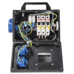 CEE-rubberen adapterbox met CEE-stekker 32A 5-polig | met 3x 230V contactdoos | Sirox® 016.003.0030-1 - JSK Handelsonderneming
