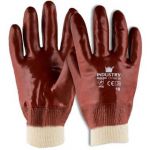 11702200 Handschoen PVC rood met tricot manchet en gesloten rugzijde (Doos 120 paar) - 1.17.022.00 - JSK Handelsonderneming