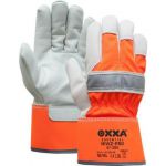 M-Safe Hi-Viz Premium 47-305 handschoen (doosverpakking 60 paar), A-kwaliteit rundnerfleder en zijn flanel gevoerd, Extra zichtbaarheid voor meer veiligheid