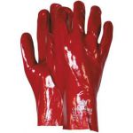 Handschoen PVC rood, enkel gedipt, 270 mm (Doos 120 paar) - 1.17.027.00 - JSK Handelsonderneming