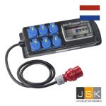 Volrubber verdeelbox "GOTHA"-2 m voedingskabel H07RN-F 5G2.5 mm² + CEE-stekker 16A, 5-polig, 400V, 6h-6 x Schuko wandcontactdozen 230V -> 3 x automaat 1P+N C16A-1 x Aardlekschakelaar 40A 4-polig 0,03 A over alle uitgangen