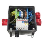 Kleine rubberen verdeelkast "GÖTTINGEN", 3x CEE 32A 400V, 4x contactdoos 230V, met aardlekschakelaar 40A, 0,03A - 077.304.0021 - JSK Handelsonderneming