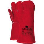 Lashandschoen van rood splitleder, 3-vinger model (Doos 60 paar) - 1.53.322.00 - JSK Handelsonderneming