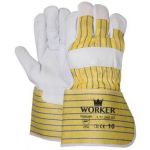 Nerflederen handschoen met gerubberiseerde gele kap (Doos 120 paar)  - 1.11.240.00 - JSK Handelsonderneming