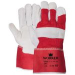 Nerflederen handschoen met gerubberiseerde rode kap (Doos 120 paar) - 1.11.340.00 - JSK Handelsonderneming