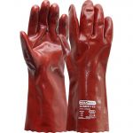Handschoen PVC rood, enkel gedipt, 350 mm (Doos 60 paar) - 1.17.035.00 - JSK Handelsonderneming