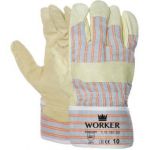 Varkensnerflederen handschoen met gestreept doek (Doos 120 paar) - 1.11.181.50 - JSK Handelsonderneming