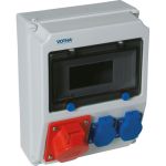 Wandverdeler | Lege behuizing | onbedraad "WORMS" | 2x randaarde-contactdozen | 1x CEE-contactdoos 32A | 400V 6h | 062.102.0000-V