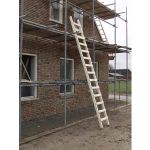 Wetim ladder enkel 16 sporten / 4,50m hout met anti-doorzaagstrip - JSK Handelsonderneming