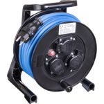 Kabelhaspel 25 meter met 3 contactdozen en zware rubberkabel H07RN-F blauw- 111.113.1256 - JSK Handelsonderneming