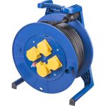 Kabelhaspel 50 meter met 4 contactdozen en zware rubberkabel H07RN-F zwart -  266.654.1501 - JSK Handelsonderneming
