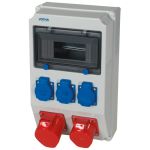 Wandverdeler | lege behuizing | voorbedraad zonder automaten "WOLFSBURG" | 3x randaarde-contactdozen 230V | 2x CEE-Contactdoos 16A 400V 6h | 063.023.0000