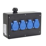 Wandverdeler bedraad Rubber 90mm | 4x randaarde-contactdoos 230V | "Gerlos" 017.004.0000  - JSK Handelsonderneming