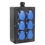 Wandverdeler bedraad Rubber 90mm | 6x randaarde-contactdoos 230V | "Gerlos" 017.006.0000 - JSK Handelsonderneming