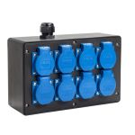 Wandverdeler bedraad Rubber 90mm | 8x randaarde-contactdoos 230V | "Gerlos" 017.008.0000 - JSK Handelsonderneming