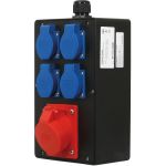 Wandverdeler bedraad Rubber 90mm 16A | 1x 16A  5p 400V | 4x randaarde-contactdoos 230V | "Gerlos" 017.014.0000 - JSK Handelsonderneming