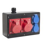 Wandverdeler bedraad Rubber 90mm 16A | 2x 16A 5p 400V | 2x randaarde-contactdoos 230V | "Gerlos" 017.022.0000 - EAN: 4028232093924