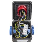 Wandverdeler bedraad Rubber 83mm 16A | 1x 16A 5p 400V | 2x randaarde-contactdoos 230V | "GERASDORF" 018.012.0000 - JSK Handelsonderneming