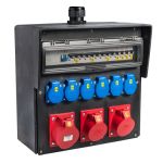 Wandverdeler bedraad Rubber 203mm 32A | 1x 32A 5p 400V | 2x 16A 5p 400V | 4x randaarde-contactdoos 230V | "Waldeck" 032.124.1120-1  - JSK Handelsonderneming