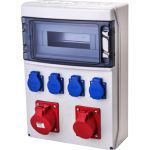 Wandverdeler lege behuizing voorbedraad | 1x CEE 32A 5p 380V | 1x CEE 16A 5p 380V | 4x schuko 16A 230V | "WERSAU" | 056.114.0000-V