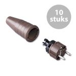 Solid rubbercontact stop plug 16A, 250V in the coulor braun/braun | 114187 | doos 10 stuks - JSK Handelsonderneming