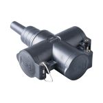 Volrubber drieweg koppelstekker | 250V~ 2 polig 16A | met randaarde | type 802 | 104461 - JSK Handelsonderneming