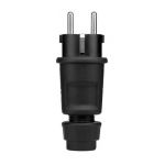 ABL PVC stekker met wartel | 16A 2-polig zwart | type 1519100 | rechte stekker met randaarde | 56061 - JSK Handelsonderneming