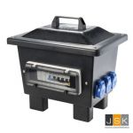 Kunststof verdeler "KORBACH" 1x CEE-apparatenstekker 32A 5-polig 400V 6h, 1x CEE contactdoos 5P 32A (ongezekerd), 2x CEE contactdoos 5P 16A, 3x Schuko wandcontactdozen 230V NL53.123.0111