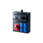 Wandverdeler rubber IP44 CEE 16A | 1x CEE 16A 5p 400V | 4x schuko 16A 250V | 114627