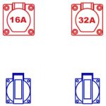 Wandverdeler rubber IP44 CEE 16/32A | 1x CEE 16A 5p 400V | 1x CEE 32A 5p 400V | 2x schuko 16A 250V | 114626 | Gratis verzending - JSK Handelsonderneming