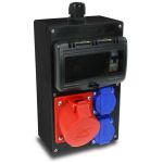 114421 Wandverdeelkast rubber IP44 CEE 16A | 1x CEE 16A 5p 400V | 2x schuko 16A 250V | 1 x automaat 16A 3p+N | 1 x automaat 16A 1p+N - JSK Handelsonderneming