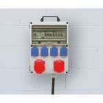 Kunststof verdeler "KÖLN" | 1x 32A 5p 400V | 1x 16A 5p 400V | 4x randaarde-contactdozen 230V | Aardlekschakelaar 30 mA | 060.114.0141 - JSK Handelsonderneming