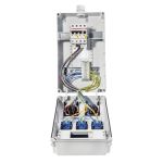 Wandverdeler | bedraad "WOLFSBURG" | 2x 16A 5p 400V | 3x randaarde-contactdoos 230V | Overstroomschakelaar | 063.023.0110 - JSK Handelsonderneming