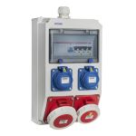 Wandverdeler - bedraad "WOLFSBURG" waterdicht | 1x CEE 32A 5p 400V | 1x CEE 16A 5p 400V | 2x schuko 230V | IP 67 | 063.112.1110-1