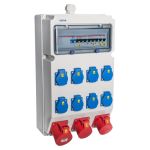 064.124.0000-V | VOTHA® lege behuizing - voorbedraad "WEIMAR" | 1x 32A 5p 400V | 2x 16A 5p 400V | 4x randaarde-contactdozen 230V