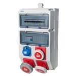 VOTHA WUPPERTAL wandverdeler waterdicht - bedraad met 1x CEE 63 A, 1x CEE 32 A, 1x CEE 16 A, 1x WCD 230 V en aardlekschakelaar 63 A 0,03 A (4P) - 065.111.1111-1