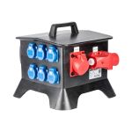 Zwerfkast KE05 Keraf | 2x CEE16A/5p-380 Volt | 6x Schuko16A-230 Volt | Ingang CEE 32A/5p-380V | Uitgang doorlus 32A/5p-380V - gratis verzending