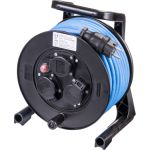 Kabelhaspel JUMBO met 3 contactdozen en zware rubber kabel H07RN-F 3 x 1,5 mm² 20 m blauw | 111.113.1206 - JSK Handelsonderneming