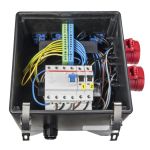 Kleine rubberen verdeelkast "GÖTTINGEN", 1x CEE 32A 400V, 2x CEE 16A 400V, 3x contactdoos 230V, met aardlekschakelaar 40A, 0,03A - 077.123.0111-3 - JSK Handelsonderneming