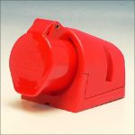 PCE 115-6V Wandcontactdoos Ceeform, Opbouw, 16A, 5-polig, 400 V (50+60 Hz) rood, Uurstand 6h, IP44, Kunststof, Schroefklem, Vernikkeld, Met Binnenliggende bevestiging, Kabelinvoermaat : M25  - 102570 / 601.156