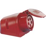 PCE 115-6V Wandcontactdoos Ceeform, Opbouw, 16A, 5-polig, 400 V (50+60 Hz) rood, Uurstand 6h, IP44, Kunststof, Schroefklem, Met Binnenliggende bevestiging, Kabelinvoermaat : M25  - 102570 / 601.156