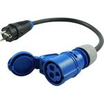 NWP Adapter Set 3-Piece 3-Pole CEE Plug Coupling to 5-Pole CEE Plug Schuko Plug Coupling 16A - 3x2.5mm2 - IP44 - Camping, Caravan, Markets - JSK Handelsonderneming