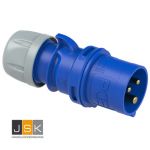 PCE 023-6 CEE-plug 3-polig, 32A, 230V (50+60 Hz) IP44 blauw, 6h IP44 SHARK - 102219/ 630.236