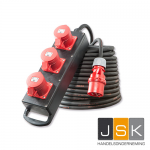 CEE Multiverdeelblok 3x CEE 16A 5-polig inclusief 2 meter H07RN-F 5x2,5mm²  | 105150