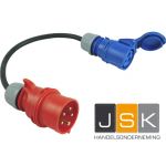 325323 CEE rood 32A (m) naar CEE blauw 32A (v) | 3 fase 32A naar CEE 1 fase adapter