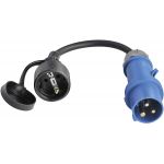 CEE Camping stekker set | 2x adapterkabel CEE 0,3 meter zwart 230V 16A 3-polig 163162 - JSK Handelsonderneming