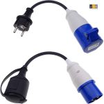 CEE Camping stekker set | 2x adapterkabel CEE 0,3 meter zwart 230V 16A 3-polig 163162 - JSK Handelsonderneming